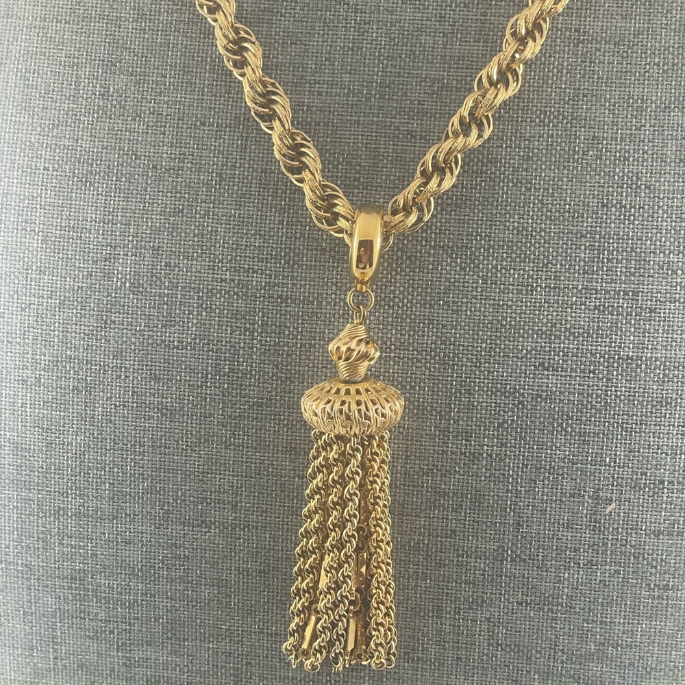 Monet Gold Twisted Chain Tassel Necklace